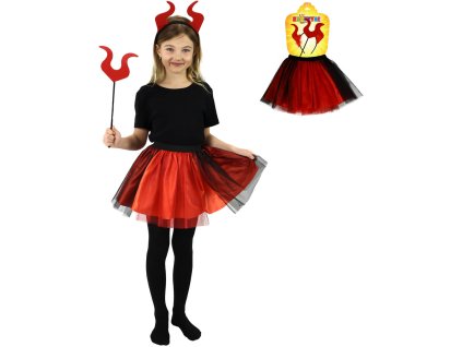 KARNEVAL Šaty Čertice tutu sukýnka s doplňky 3-7 let (104-146cm) *KOSTÝM*