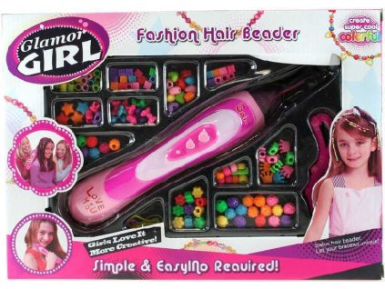 Zaplétač vlasů dětský holčičí set s korálky s gumičkami hřebínkem v krabici