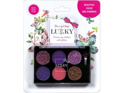LUKKY Paletové oční stíny dětské se třpytkami a štětcem 6 odstínů fialová