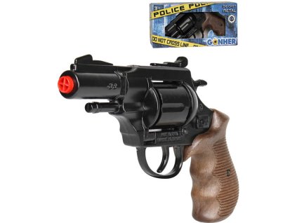 Dětská policejní kapslovka revolver Gold collection černý kovový 12 ran na kapsle