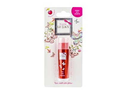 LUKKY Křída na vlasy červená třpytivá 10g s vůní třešeň se třpytkami