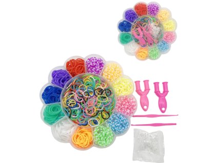 UDĚLEJ SI NÁRAMEK Gumičky LOOM BANDS 900ks set s doplňky květina