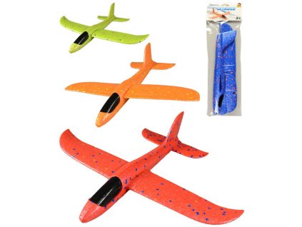 Letadlo soft házecí polystyrenové 34cm 4 barvy na házení v sáčku
