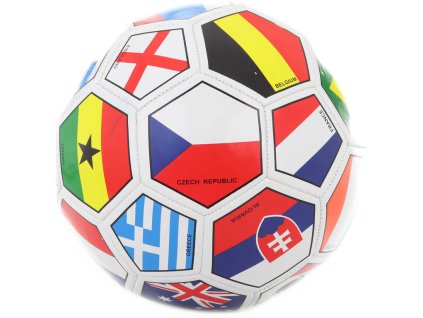 Míč fotbalový vel.5 vlajky států kopačák 20cm šitý balon na kopanou