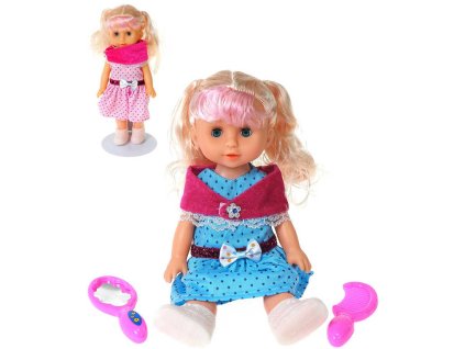 Panenka puntíkované šatičky česací set s hřebenem a zrcátkem 2 barvy