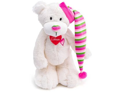 LUMPIN PLYŠ Medvídek Theo 35cm bílý s čepičkou *PLYŠOVÉ HRAČKY*