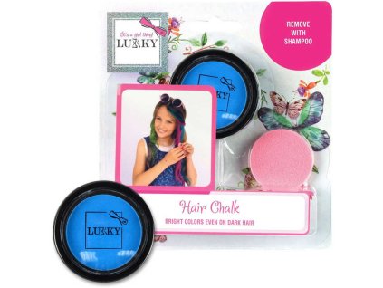 LUKKY Křída dětská na vlasy set s aplikátorem Tmavě modrá na kartě