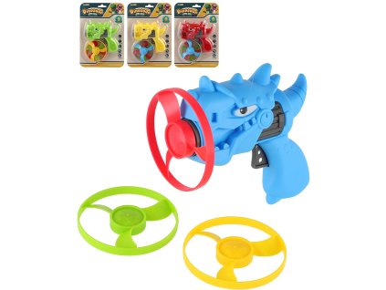 Vrtulky barevné vystřelovací set 3ks s vystřelovačem dinosaurus 4 barvy