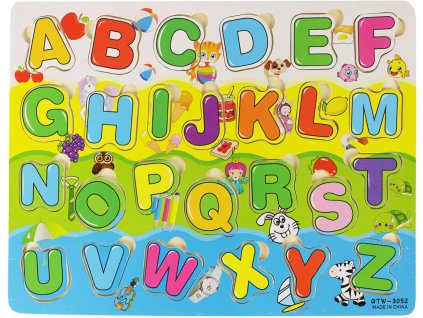 DŘEVO Puzzle vkládací písmena vkládačka na desce *DŘEVĚNÉ HRAČKY*