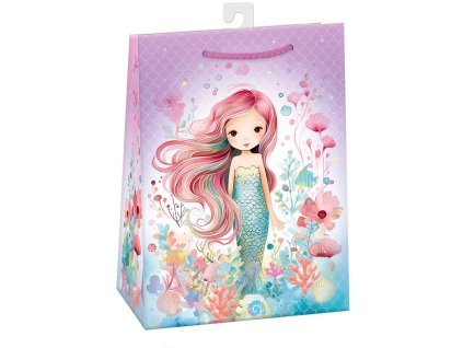 Taška dárková dětská mořská víla 23x32cm papírová lesklá