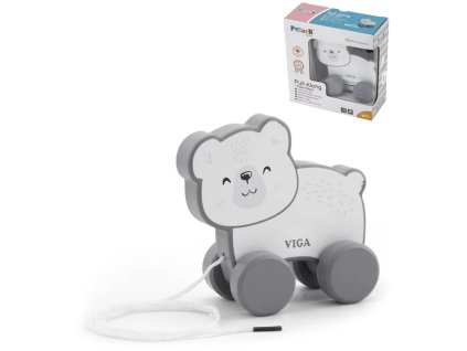 VIGA DŘEVO PolarB Tahačka baby lední medvěd tahací *DŘEVĚNÉ HRAČKY*
