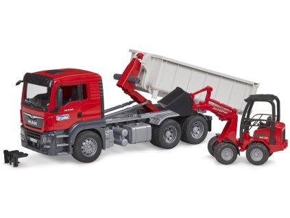 BRUDER 03767 Auto MAN TGS LKW s kontejnerem + nakladač Schäffer model 1:16