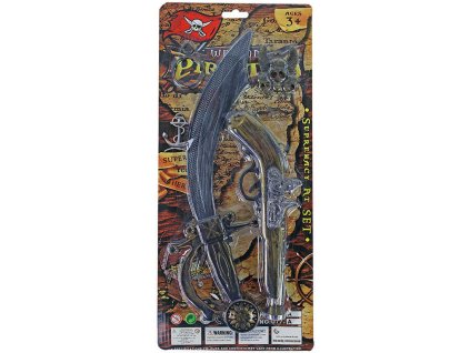 Sada pirátská pistole bambitka se šavlí a doplňky na kartě