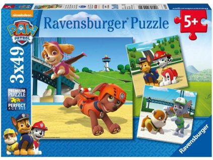 RAVENSBURGER Puzzle 3x49 dílků Tlapková patrola: Psí tým 21x21cm 3v1