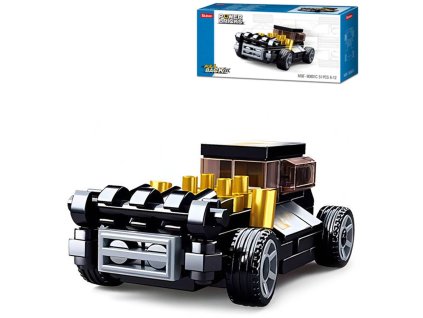 SLUBAN Power Bricks Auto černý Mod Rod zpětný chod 51 dílků STAVEBNICE