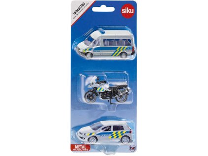 SIKU Set auto osobní Policie 2ks + motocykl česká verze CZ 1824
