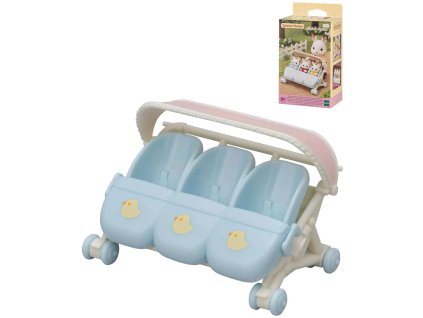 Sylvanian Families kočárek / autosedačka pro trojčata doplněk k herním sadám