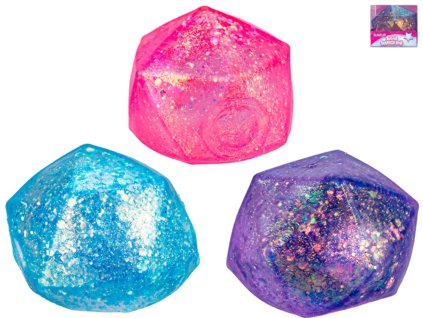 Míček glamour diamant třyptivý strečový 6cm antistresový 3 barvy