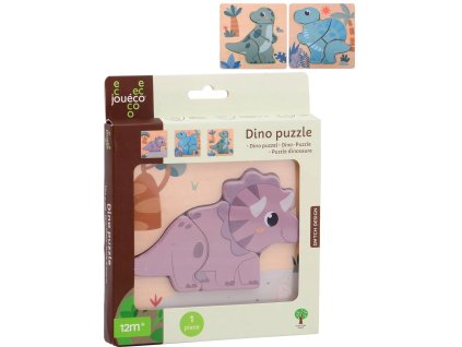 JOUECO DŘEVO Puzzle baby vkládací Dino na desce velké dílky 3 druhy