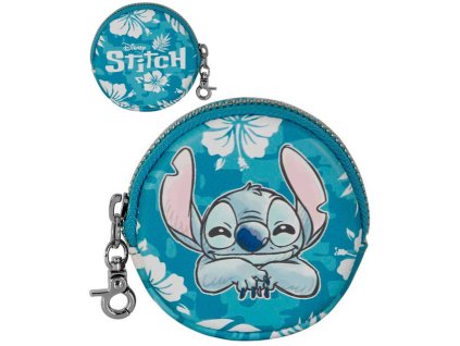 Peněženka dětská Stitch kapesní kulatá na zip s karabinkou