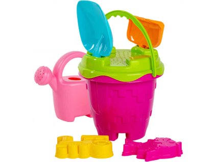 PL Sada na písek holčičí kyblík zámek set s konvičkou a nástroji 7ks různé barvy