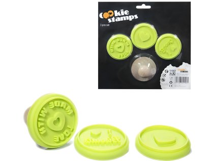 Razítka na sušenky set 3ks doplněk do dětské kuchyňky silikon/dřevo