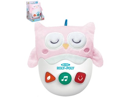PLYŠ Roly-poly baby sova kývací pro miminko na baterie Světlo Zvuk