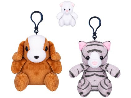 PLYŠ Zvířátko přívěšek na klíče 10cm klíčenka 3 druhy