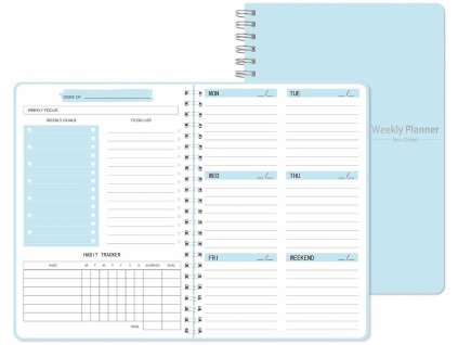 Diář nedatovaný plánovací motivační kalendář týdenní A5 kroužková vazba