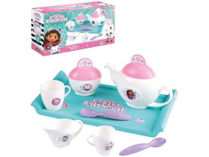SMOBY Čajový set dětské barevné nádobíčko s tácem Gabbys Dollhouse