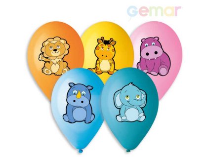 GEMAR Balónky nafukovací 30cm potisk ZVÍŘÁTKA set 5ks v sáčku