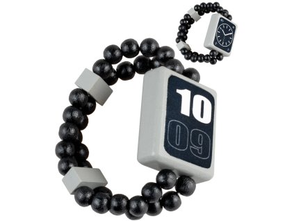 DETOA DŘEVO Hodinky černé náramkové oboustranné náramek s korálky