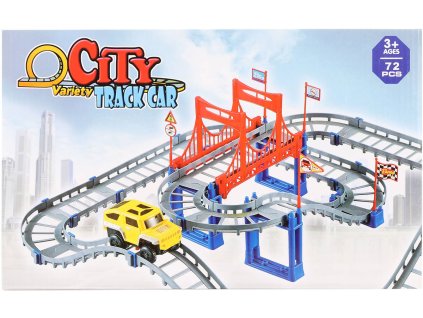 Dráha s mostem herní set 72 dílů s autíčkem na baterie