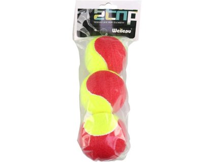 Míčky na tenis dvoubarevné neon žluto-červený 6,5cm set 3ks tenisáky sáček