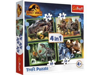 TREFL PUZZLE 4v1 Jurassic World Nebezpeční dinosauři 207 dílků skládačka