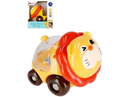 BAM BAM Baby Lev na kolečkách chrastítko zvířátko pro miminko plast