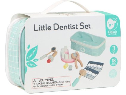 DŘEVO Zubař herní doktorský set dětské lékařské nástroje 18ks v tašce