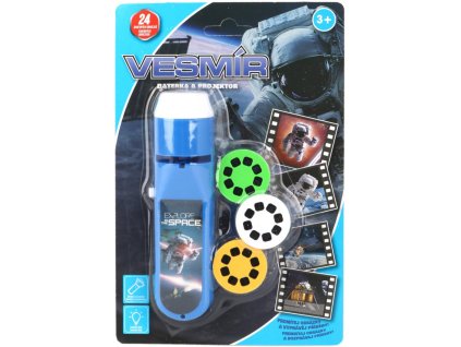 Baterka dětská svítilna a projektor Vesmír 2v1 na baterie Světlo