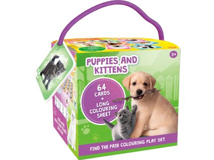 JIRI MODELS Pexeso na cesty Šteňátka a kotátka + omalovánky v krabičce