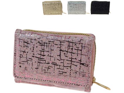 Peněženka dívčí lesklá třpytivá na zip 4 barvy