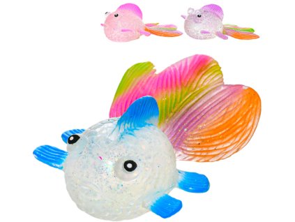 Rybička duhová perleťová strečové zvířátko antistresové se třpytkami 3 barvy