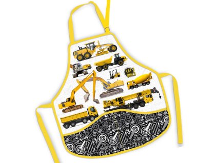 Zástěra dětská školní Stavební stroje oblečení na výtvarnou výchovu Auta