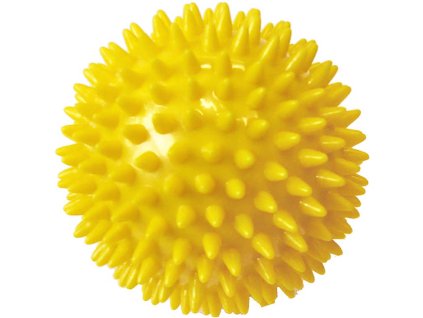 ACRA Míček masážní 7,5cm žlutý balónek ježek s bodlinkami v krabici