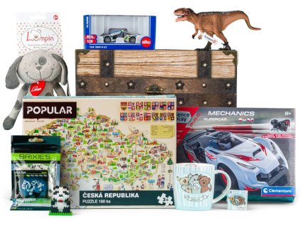 Truhla plná hraček Oskar dětské hračky pro kluky velká sada mix 7ks