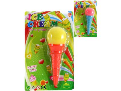 Zmrzlina vystřelovací set kornout + soft balonek pěnový různé barvy plast