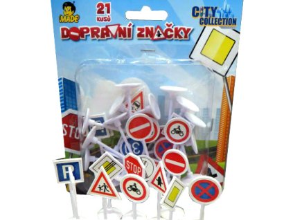 Značky dopravní City Collection set 21ks na kartě plast