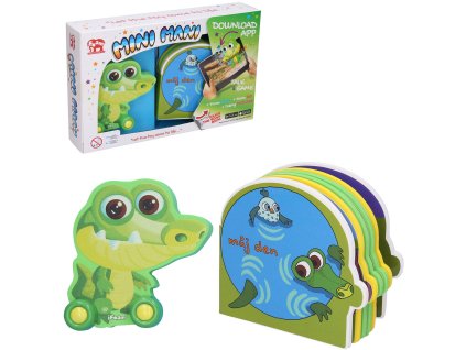 Mini Mani Krokodýl interaktivní set pěnové zvířátko na kolečkách + kniha s aplikací