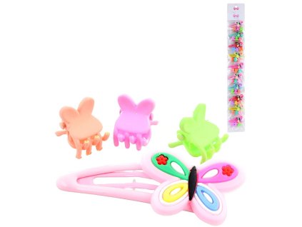 Vlasové dětské doplňky set ozdobná sponka + 3 skřipečky různé druhy