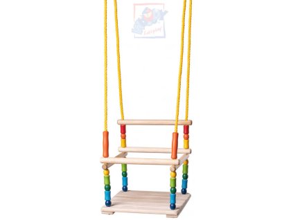 WOODY DŘEVO Houpačka závěsná barevná s ohrádkou *DŘEVĚNÉ HRAČKY*