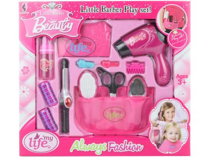 Kadeřnice dětský herní set s fénem a doplňky na baterie v krabici